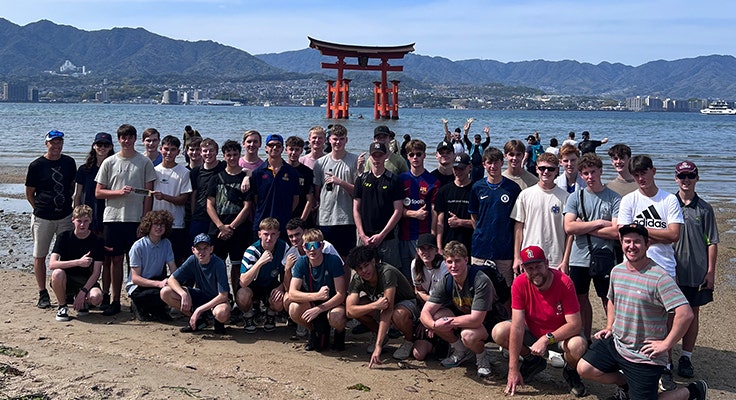 Picture of a group of our students an their teachers in Japan as they toured the country as part of an overseas tour in 2024.